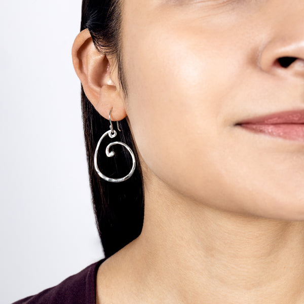 Spiral Wave Earrings in Silver