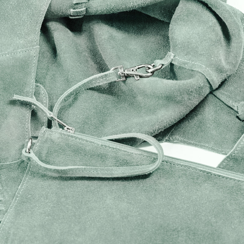 Soft Satchel Bag in Sea Glass Green Suede | Available to Ship May 20, 2025