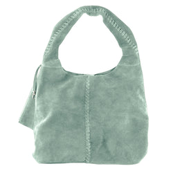Soft Satchel Bag in Sea Glass Green Suede | Available to Ship May 20, 2025