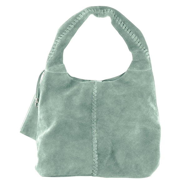 Soft Satchel Bag in Sea Glass Green Suede | Available to Ship May 20, 2025
