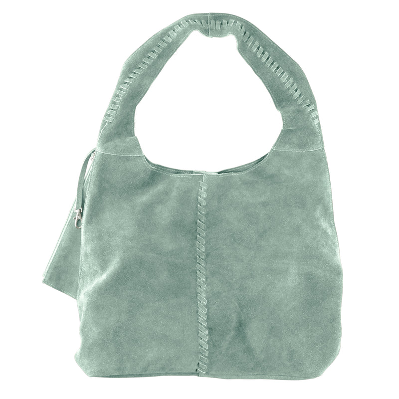 Soft Satchel Bag in Sea Glass Green Suede | Available to Ship May 20, 2025