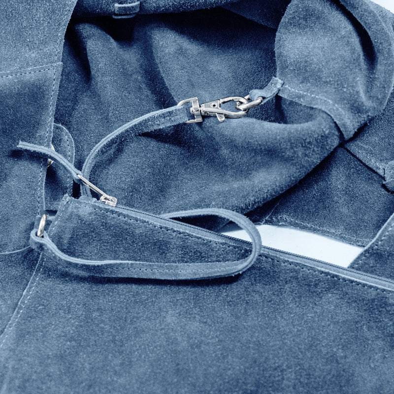 Soft Satchel Bag in Dusty Blue Suede | Available to Ship May 20, 2025