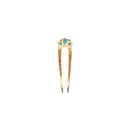 Cut Stone Fado Hair Pin in Turquoise & Silver - Small