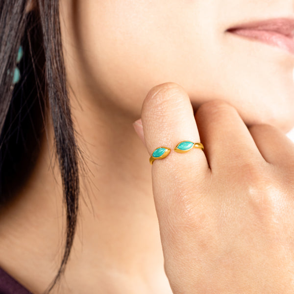 The Eyes Have It Stacker Ring in Turquoise & Gold
