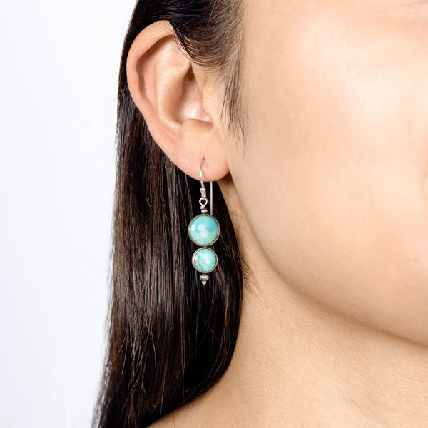Stacked Turquoise Bonfire Coin Earrings