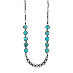 Side Stacked Bonfire Turquoise Coin Necklace
