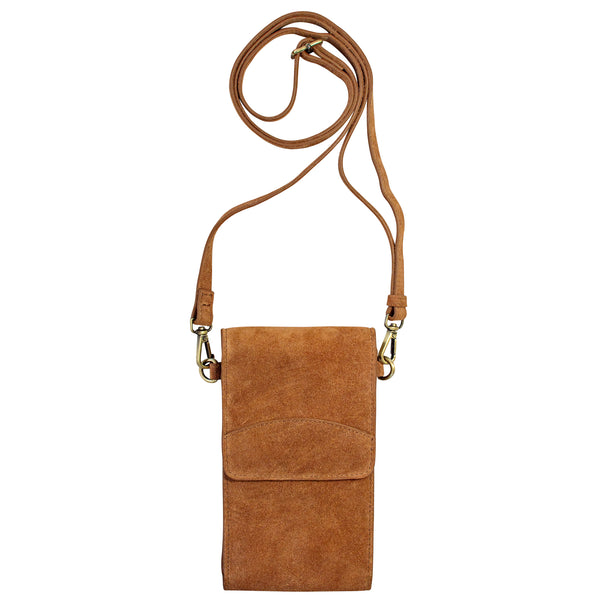 On the Move Leather Phone Bag in Chestnut Brown | Available to Ship May 20, 2025