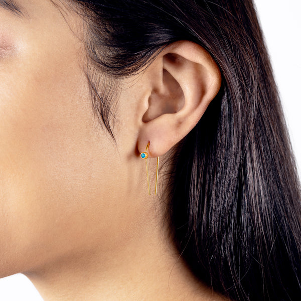 You're Hooked Earrings in Turquoise & Gold