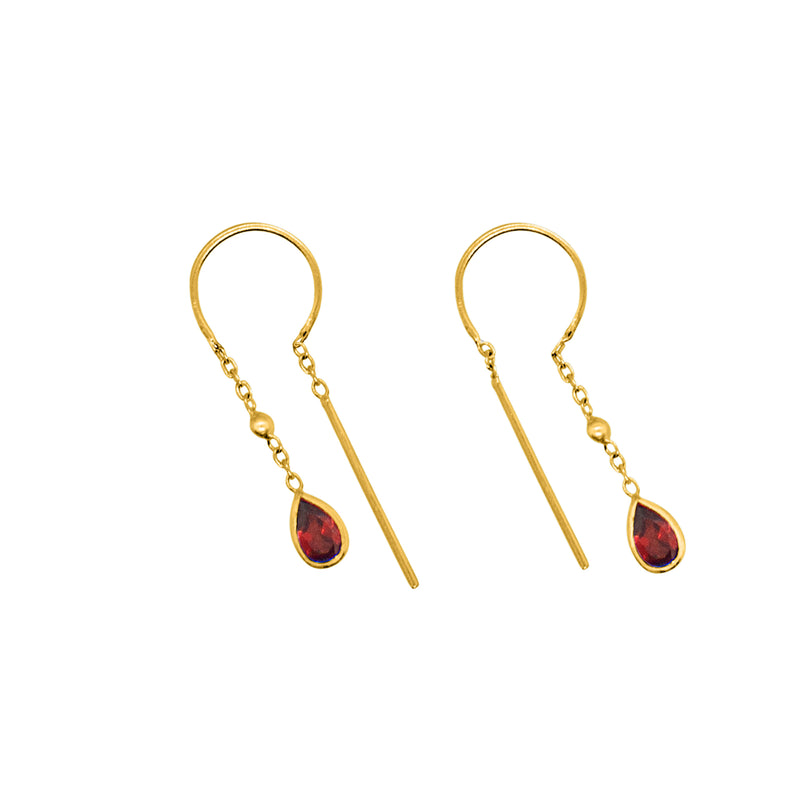 Bezeled Stone Dancer Threaders in Garnet & Gold - Bottom Stone