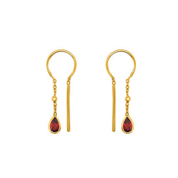Bezeled Stone Dancer Threaders in Garnet & Gold - Bottom Stone