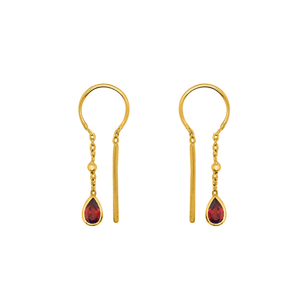 Bezeled Stone Dancer Threaders in Garnet & Gold - Bottom Stone