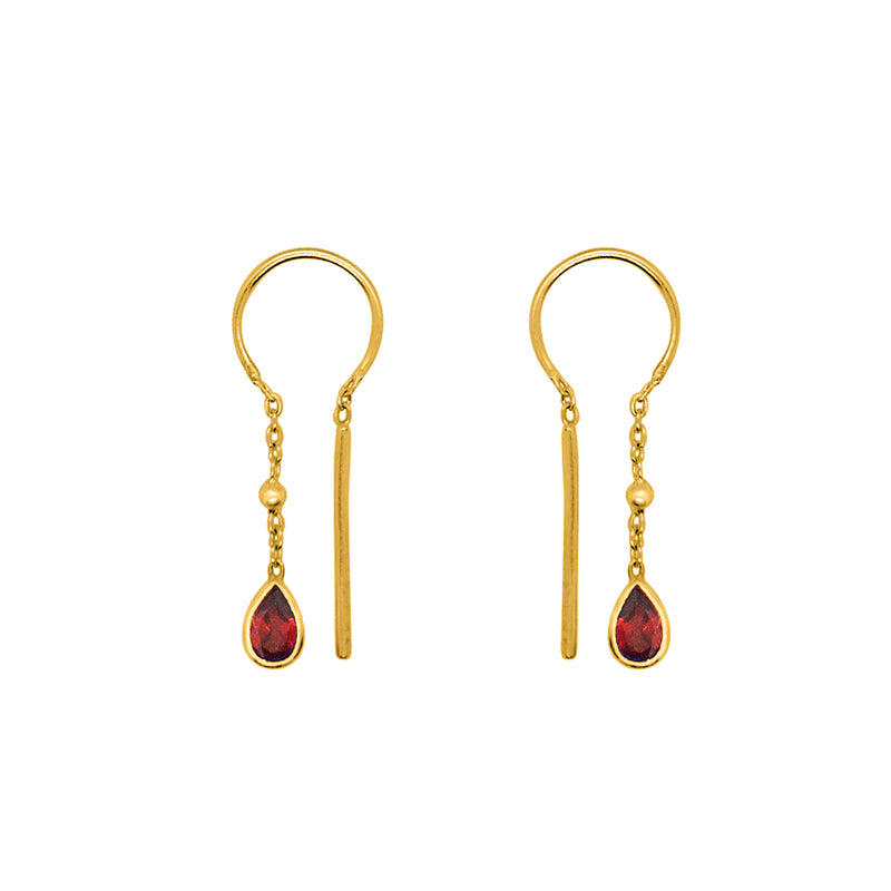 Bezeled Stone Dancer Threaders in Garnet & Gold - Bottom Stone