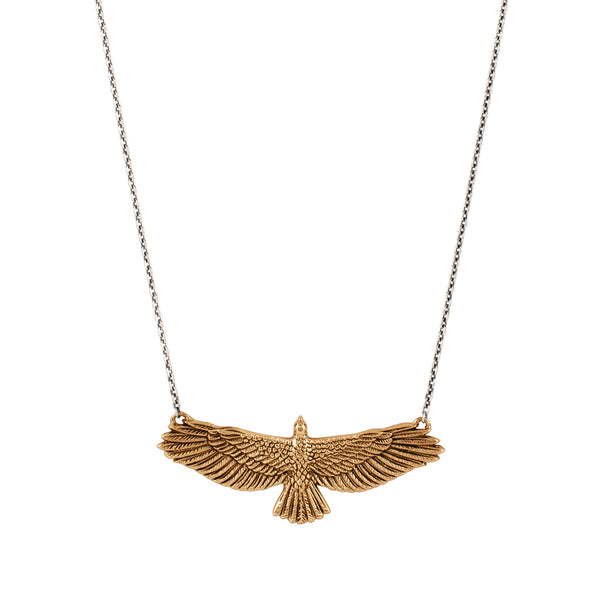 Happy Hawk Necklace in Bronze