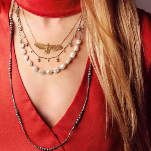 Happy Hawk Necklace in Bronze