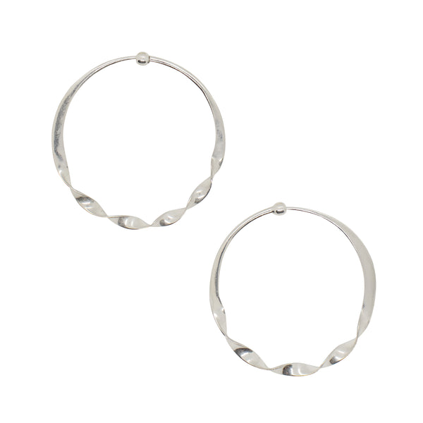 Half Twist Hoops in Silver - 1 1/2