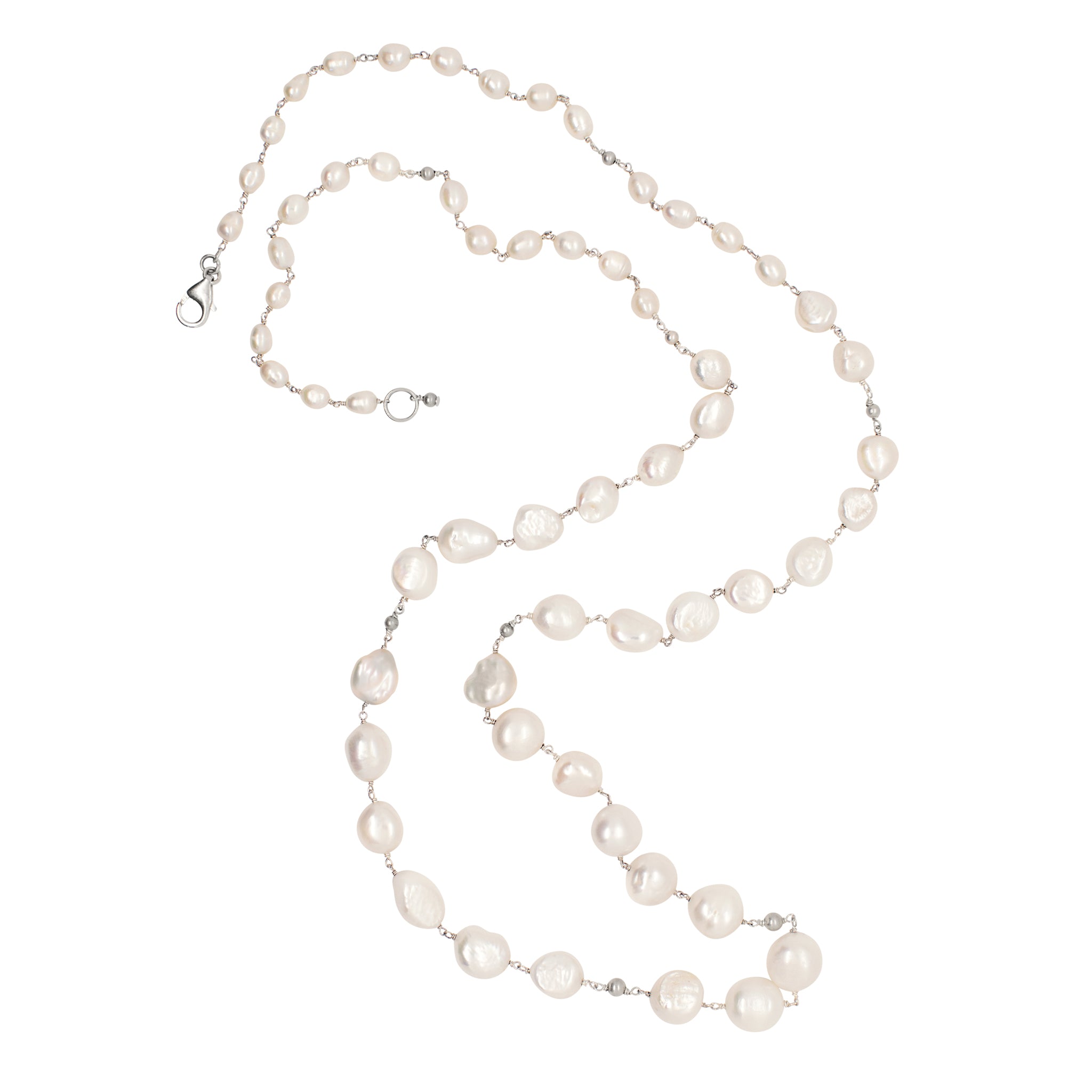 Pearl & Satin Bonfire Necklace - 34" L
