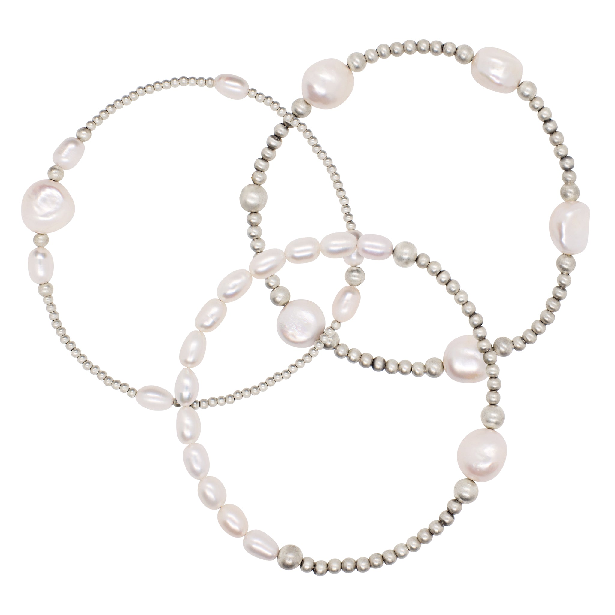 Pearl & Satin Bonfire Trio Bracelet Set