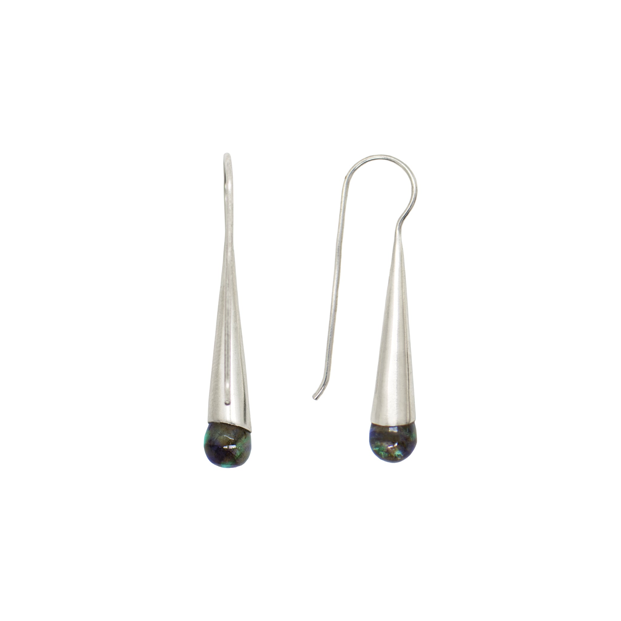 Long & Lean Drop Earrings in Labradorite & Silver