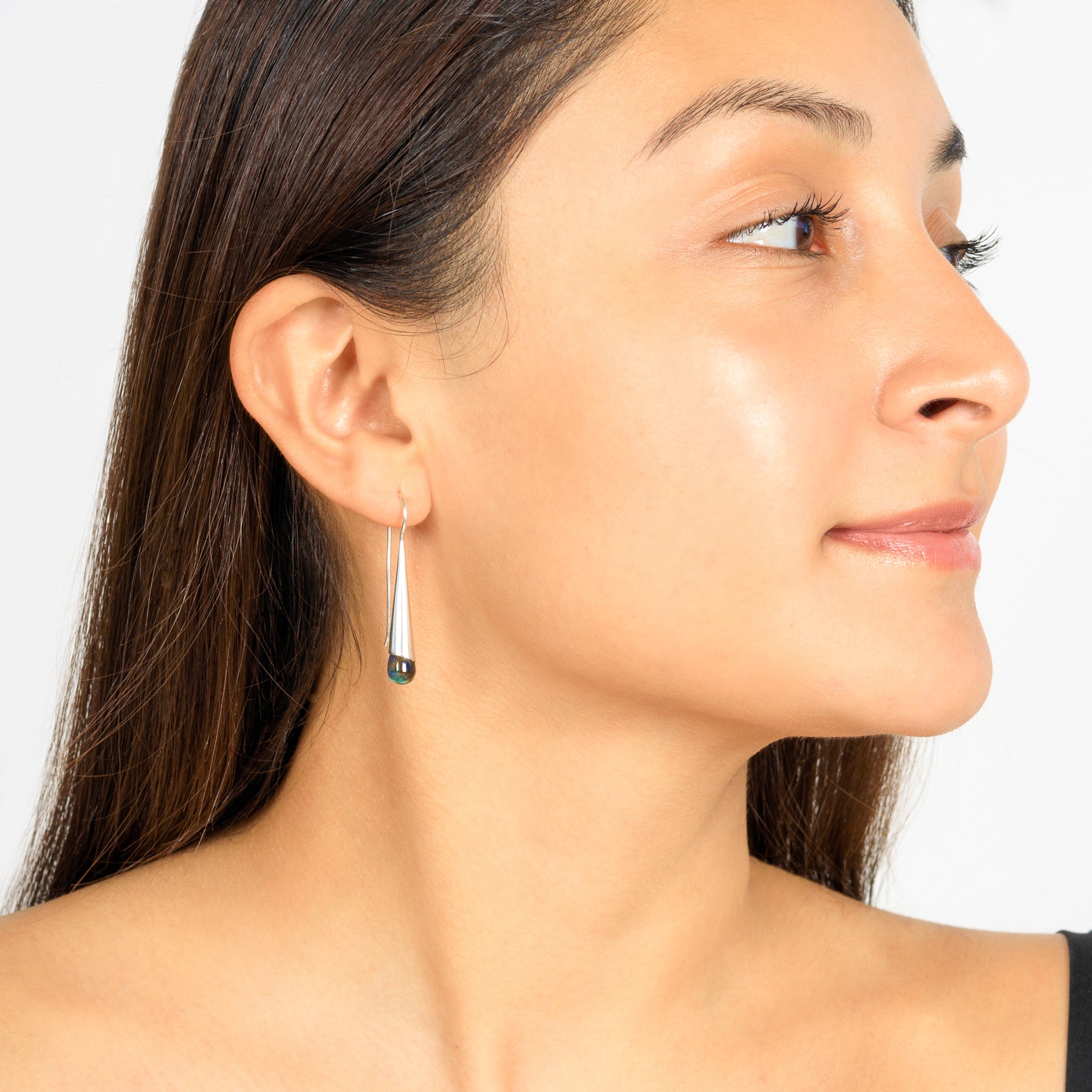 Long & Lean Drop Earrings in Labradorite & Silver
