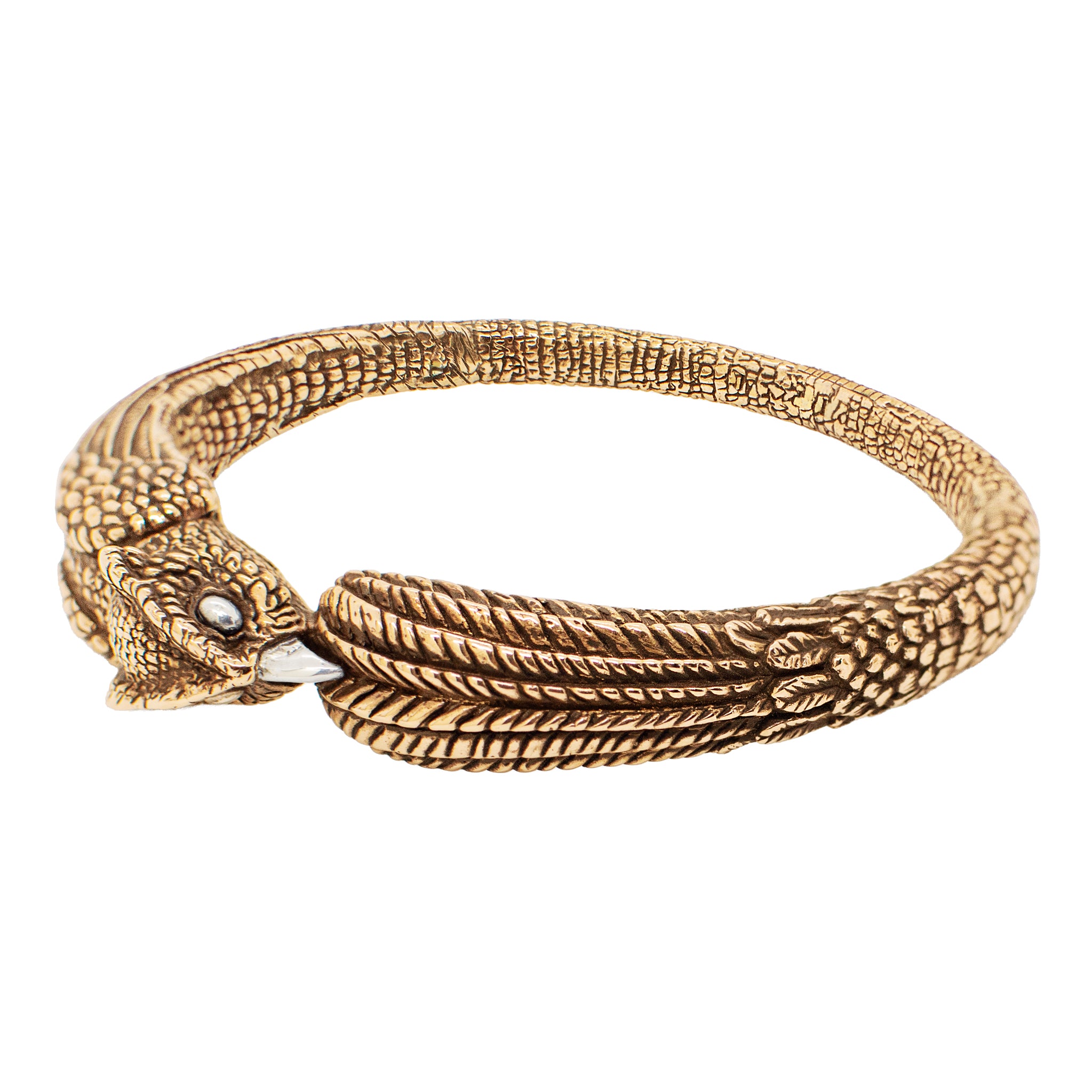 Barn Owl Bangle in Bronze with Silver Accents