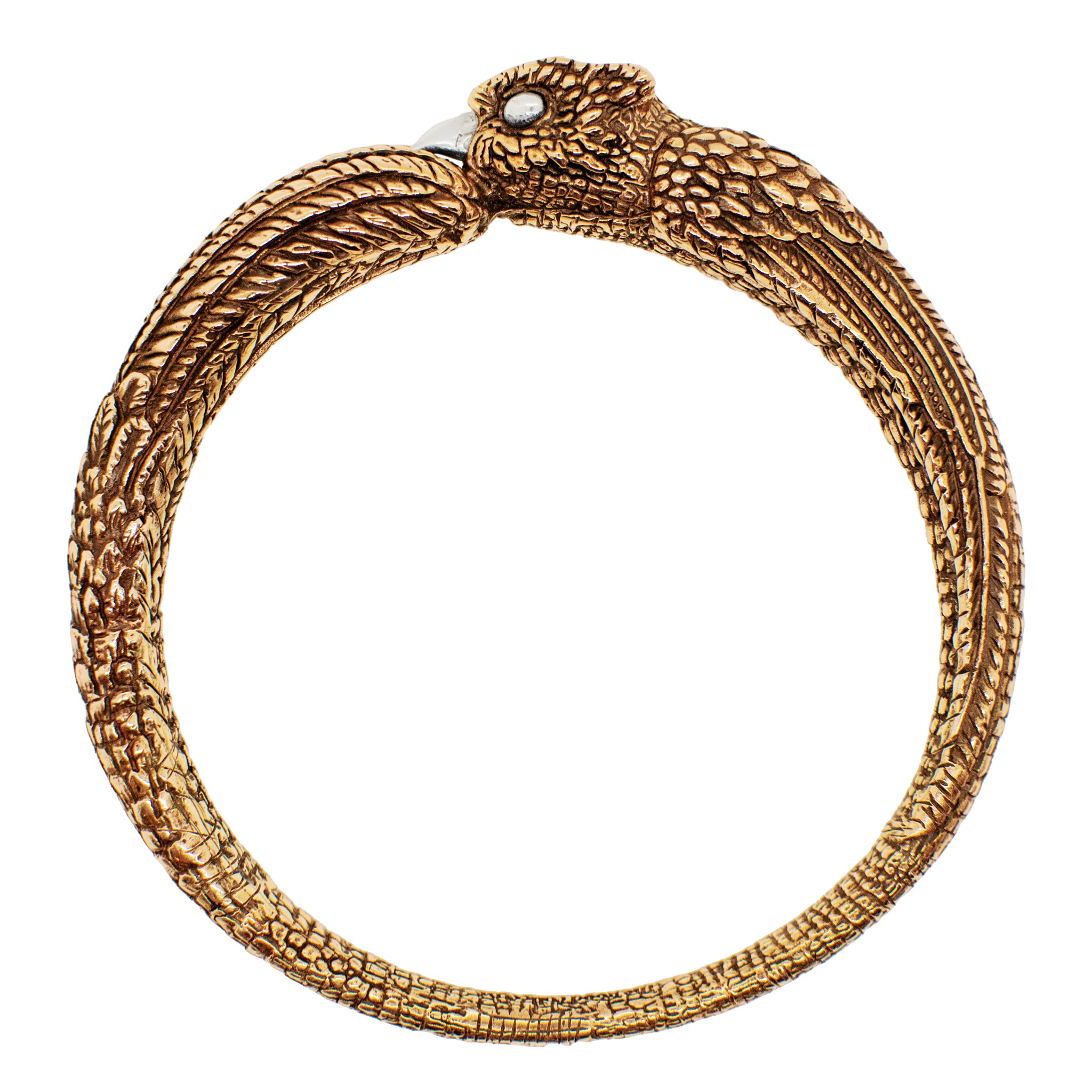 Barn Owl Bangle in Bronze with Silver Accents