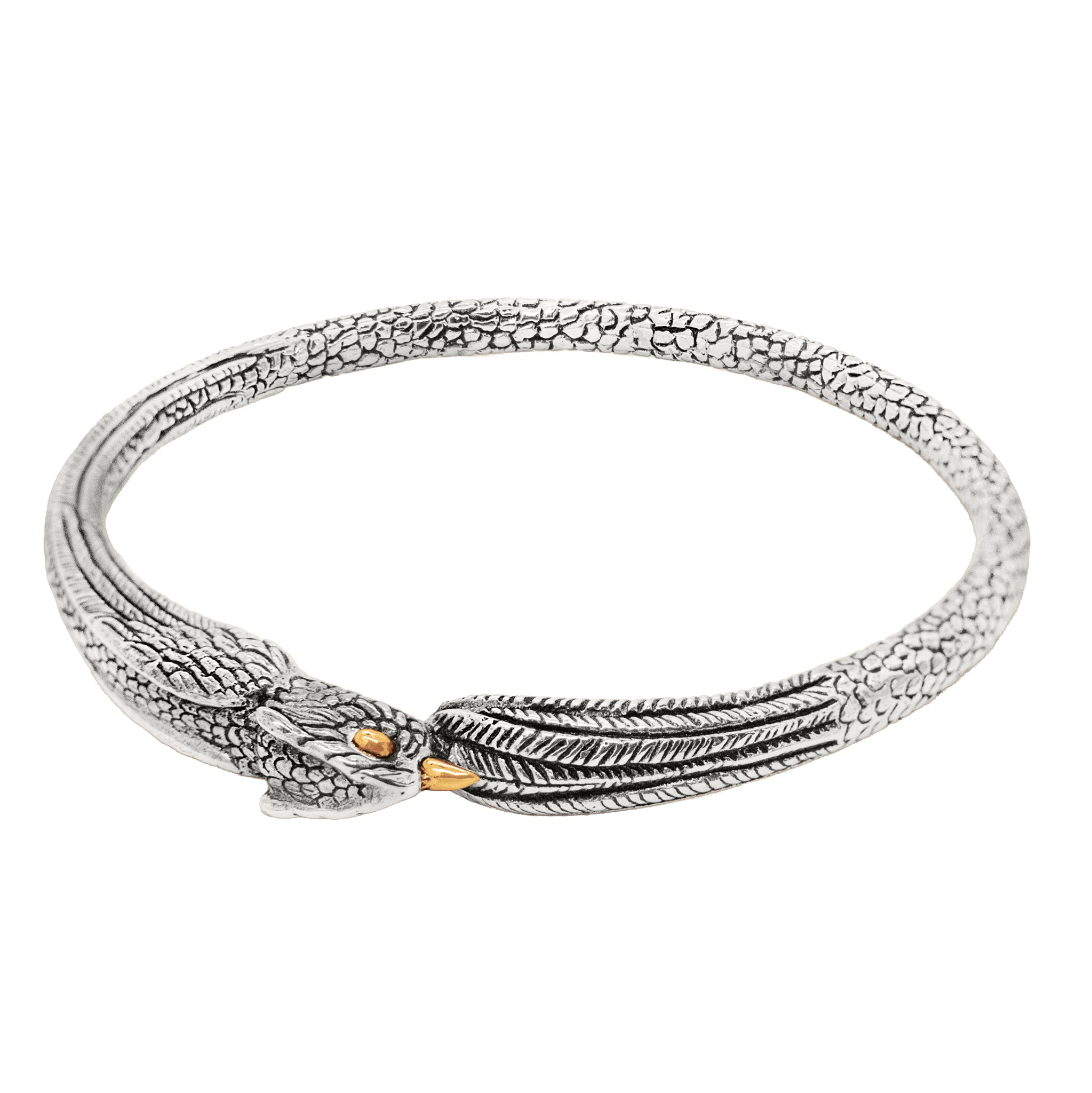 Barn Owlet Bangle in Silver with Bronze Accents