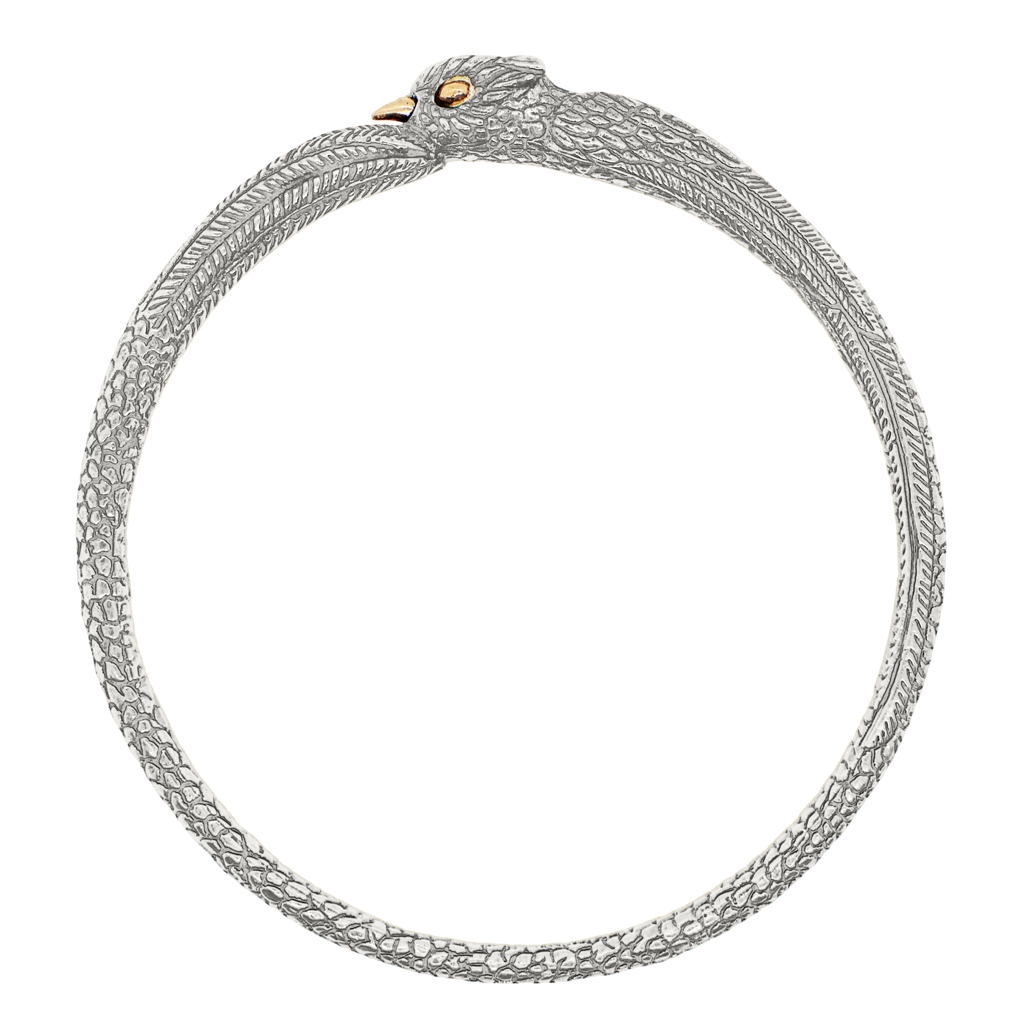 Barn Owlet Bangle in Silver with Bronze Accents