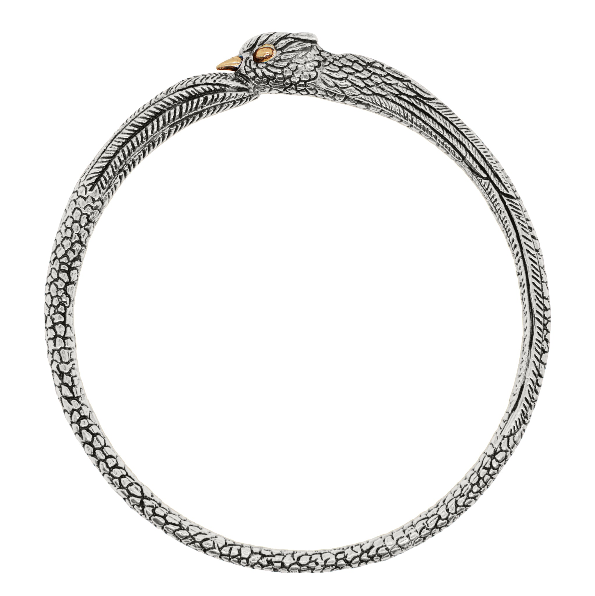 Barn Owlet Bangle in Silver with Bronze Accents