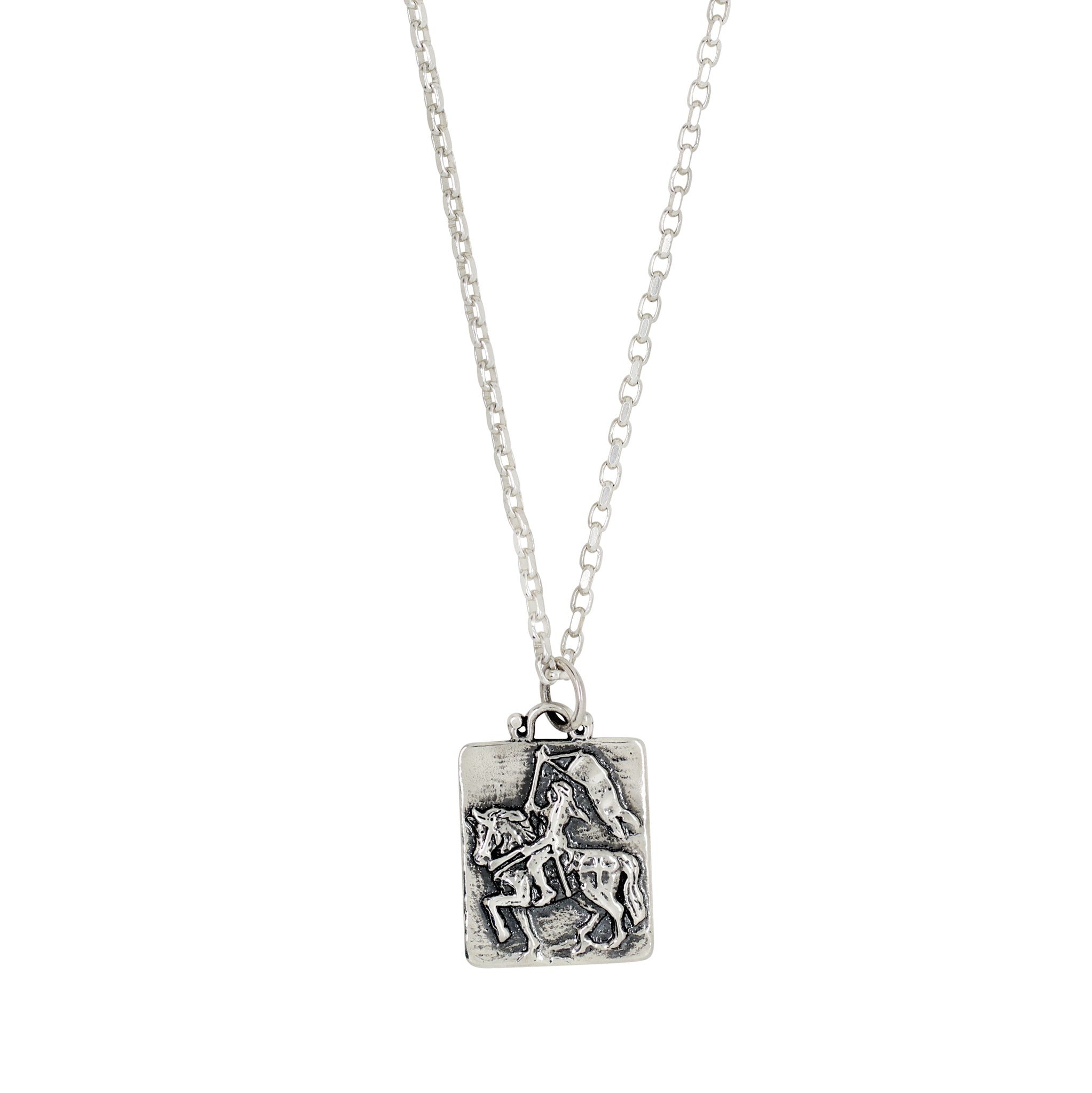 Joan of Arc Tablet Musing Necklace in Silver