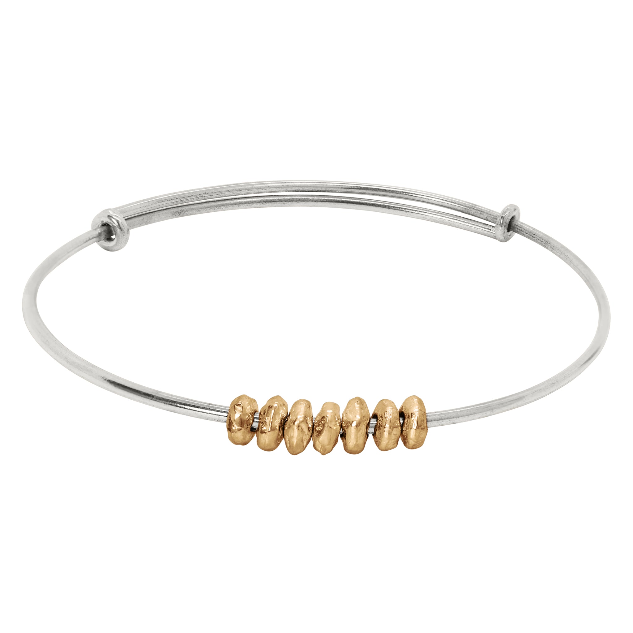 Worry Free Bangle in Silver with Bronze Beads