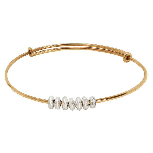 Worry Free Bangle in Bronze with Silver Beads