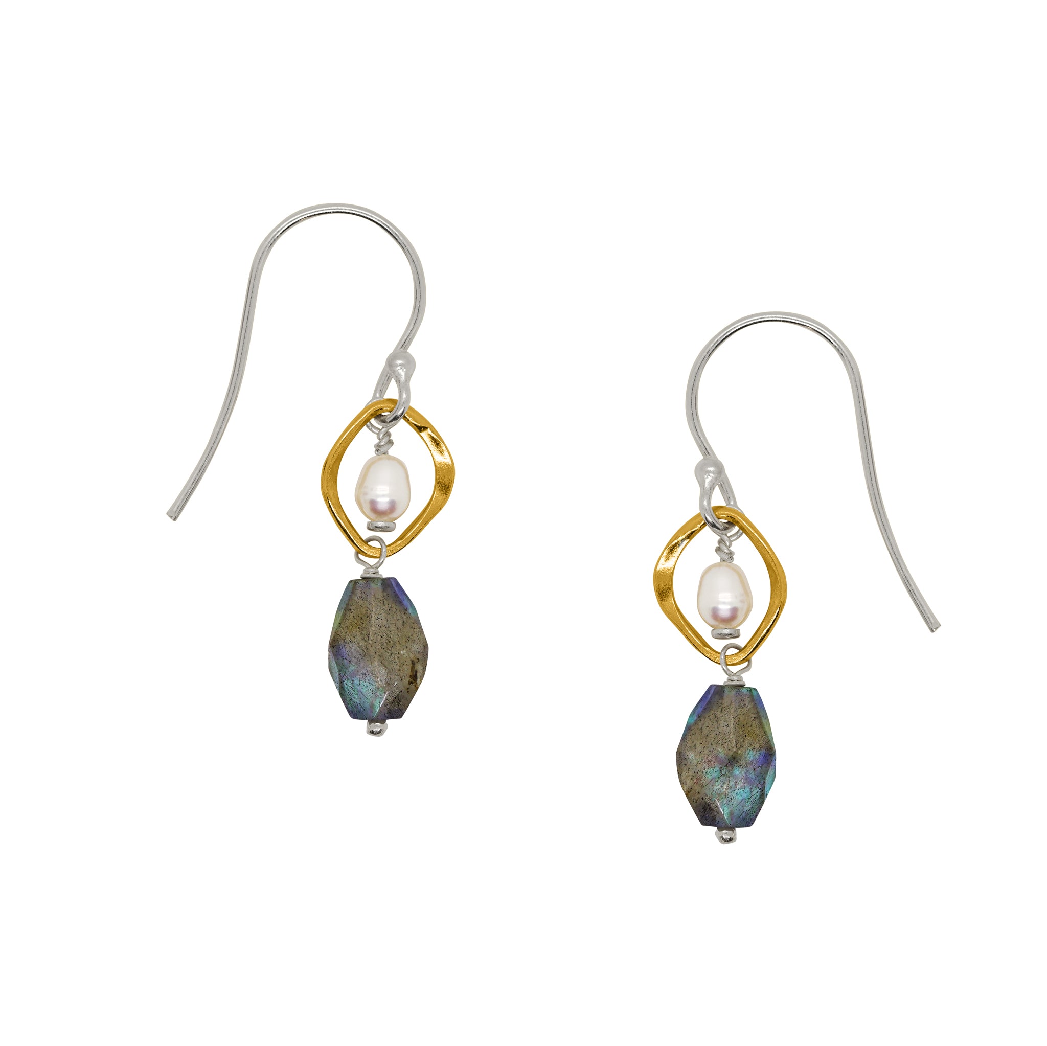 Moon Orbit Earrings in Labradorite & Pearl