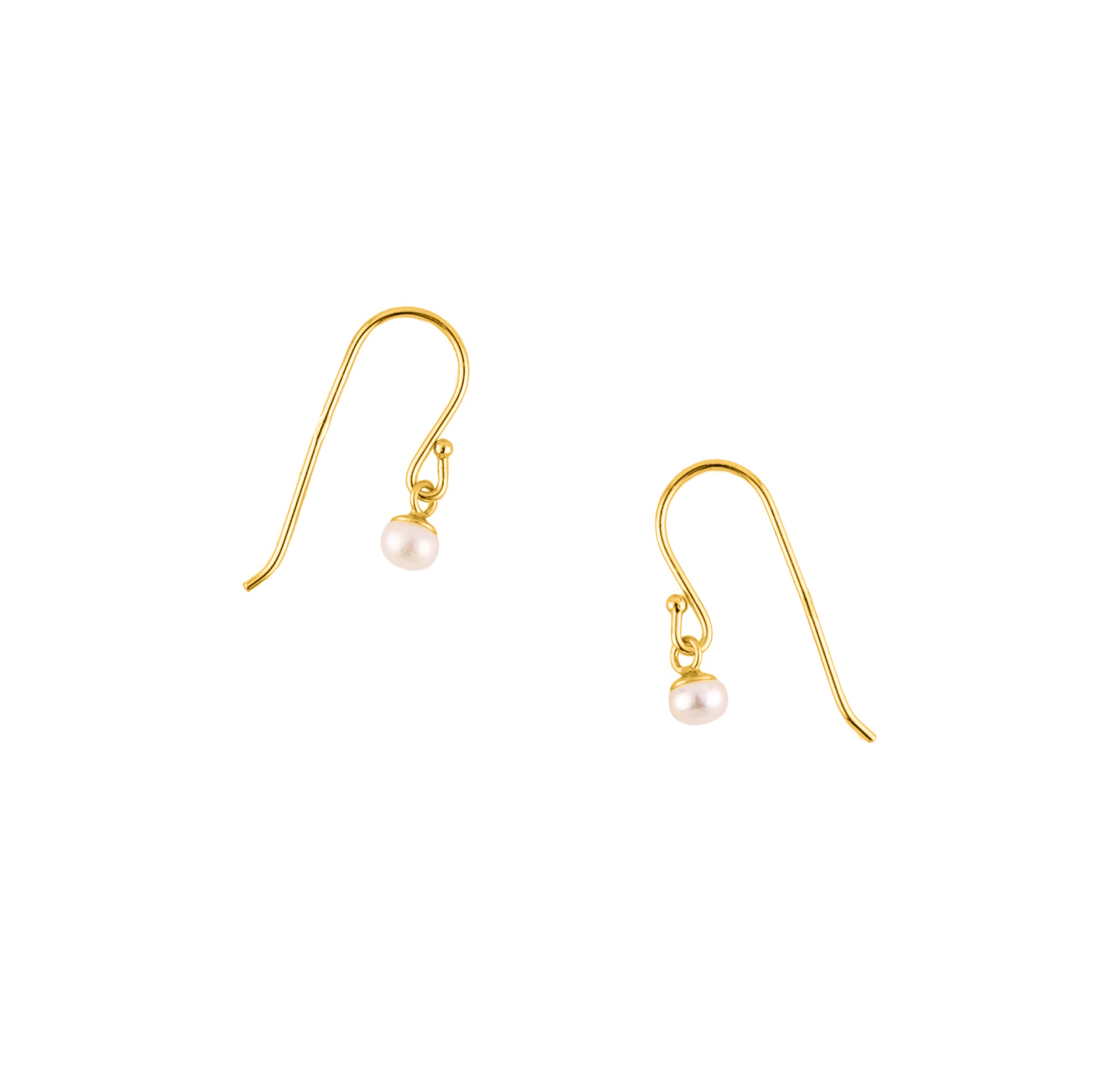Classic Pearl Hook Earrings in Gold - 4mm
