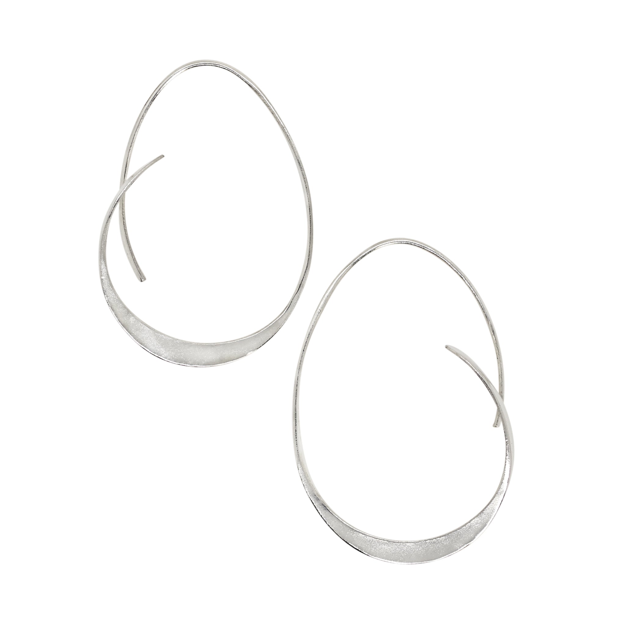 Abstract Arc Hoops in Silver - 1 1/2" L