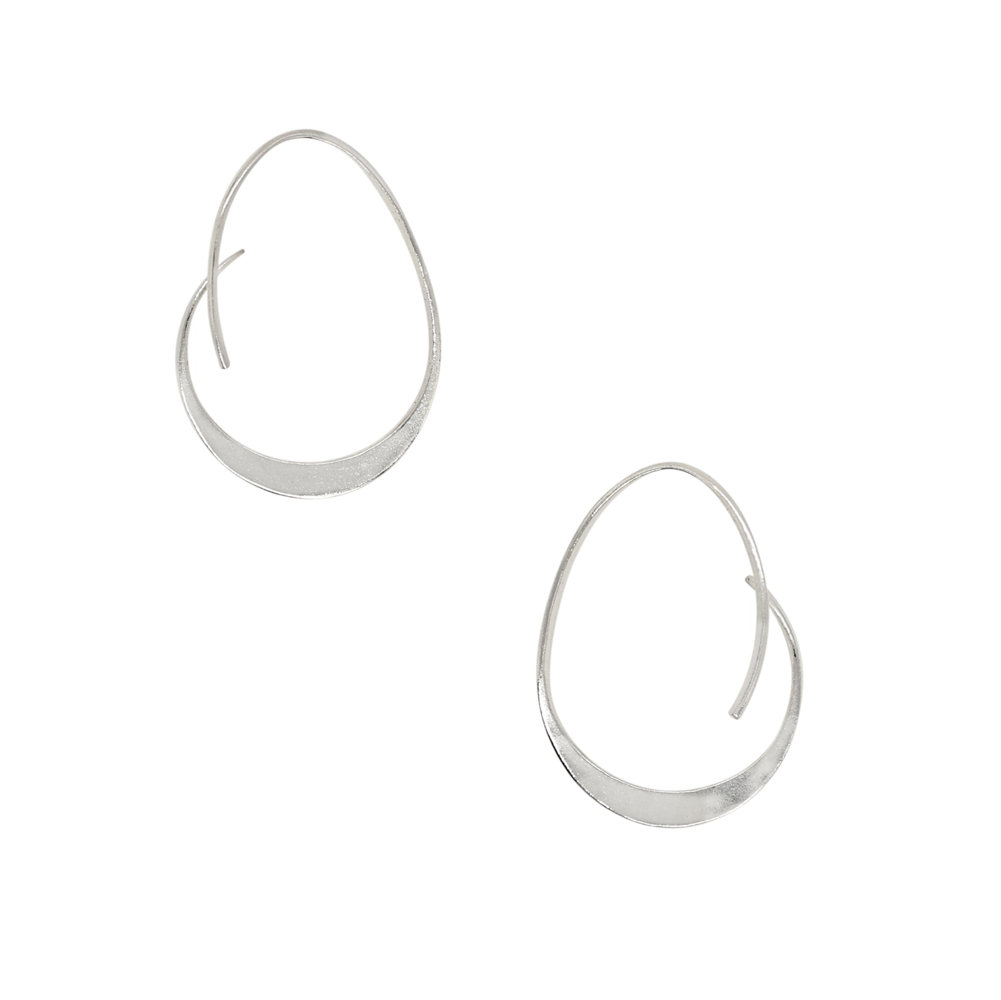 Abstract Arc Hoops in Silver - 1" L
