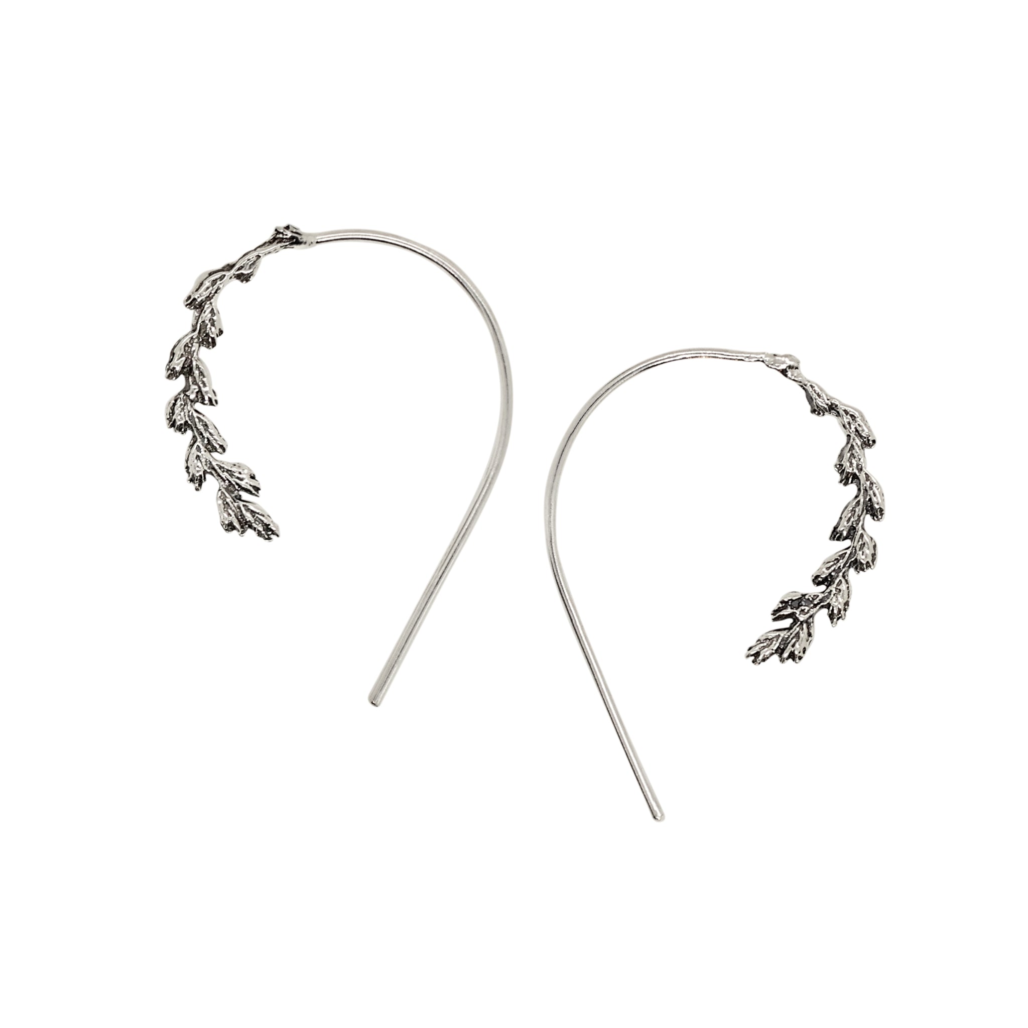 Tall Grass Threaders in Antiqued Silver