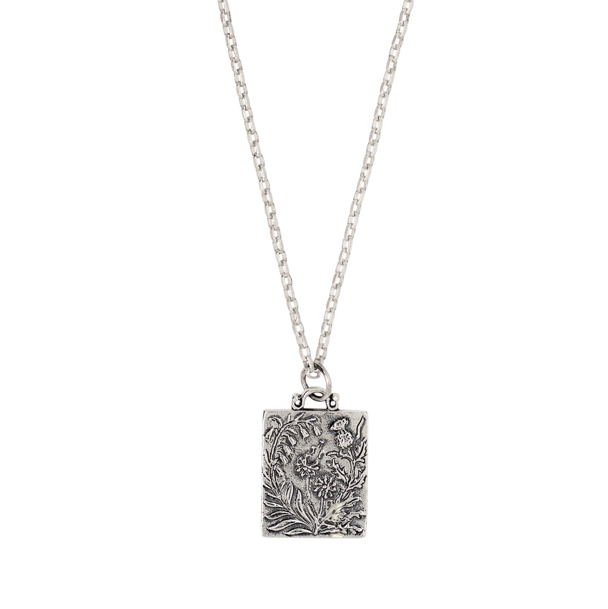 Flower Trio Musing Necklace in Antiqued Silver