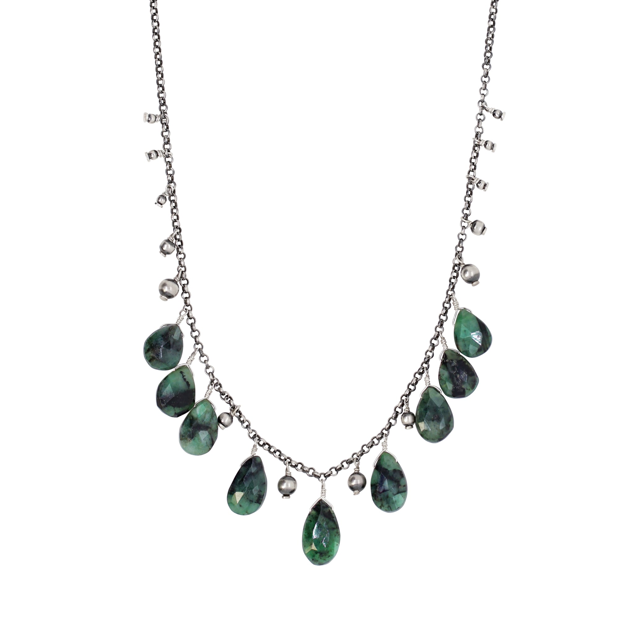 Emerald Bonfire Drop Necklace