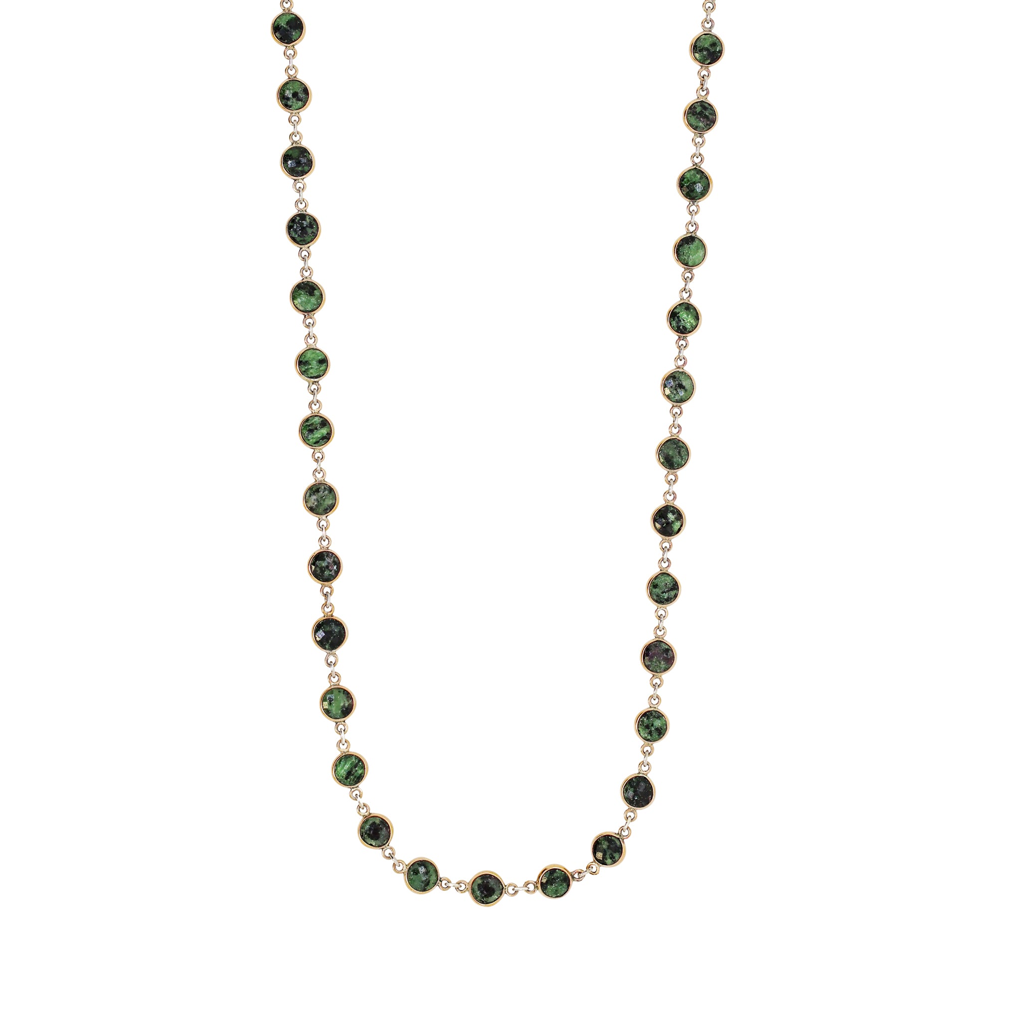 Linked Many Moons Necklace in Ruby Zoisite & Bronze | Available to Ship April 22, 2026