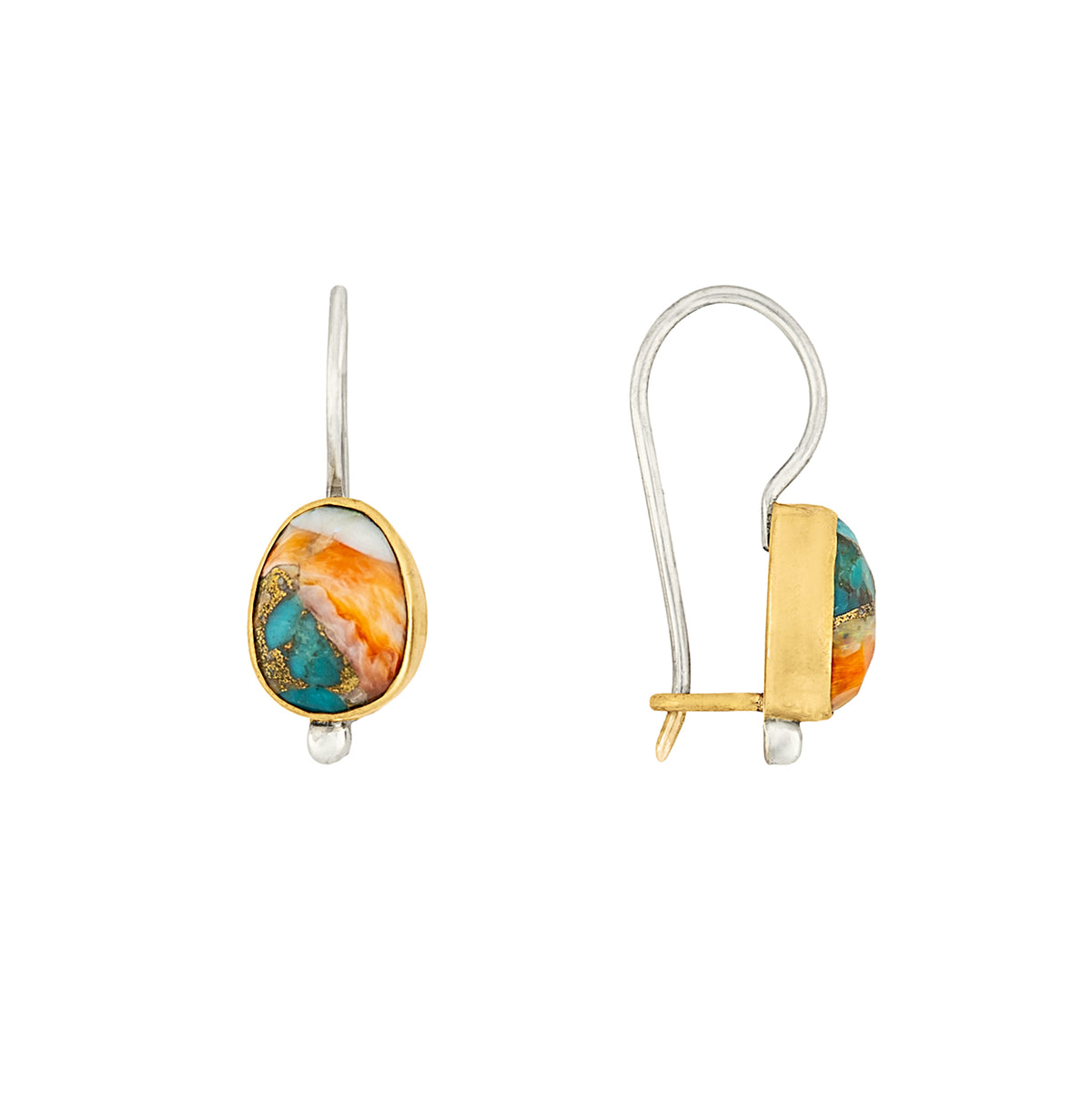 Fire Inside Earrings in Spiny Oyster Turquoise & Bronze | Available to Ship October 30, 2026