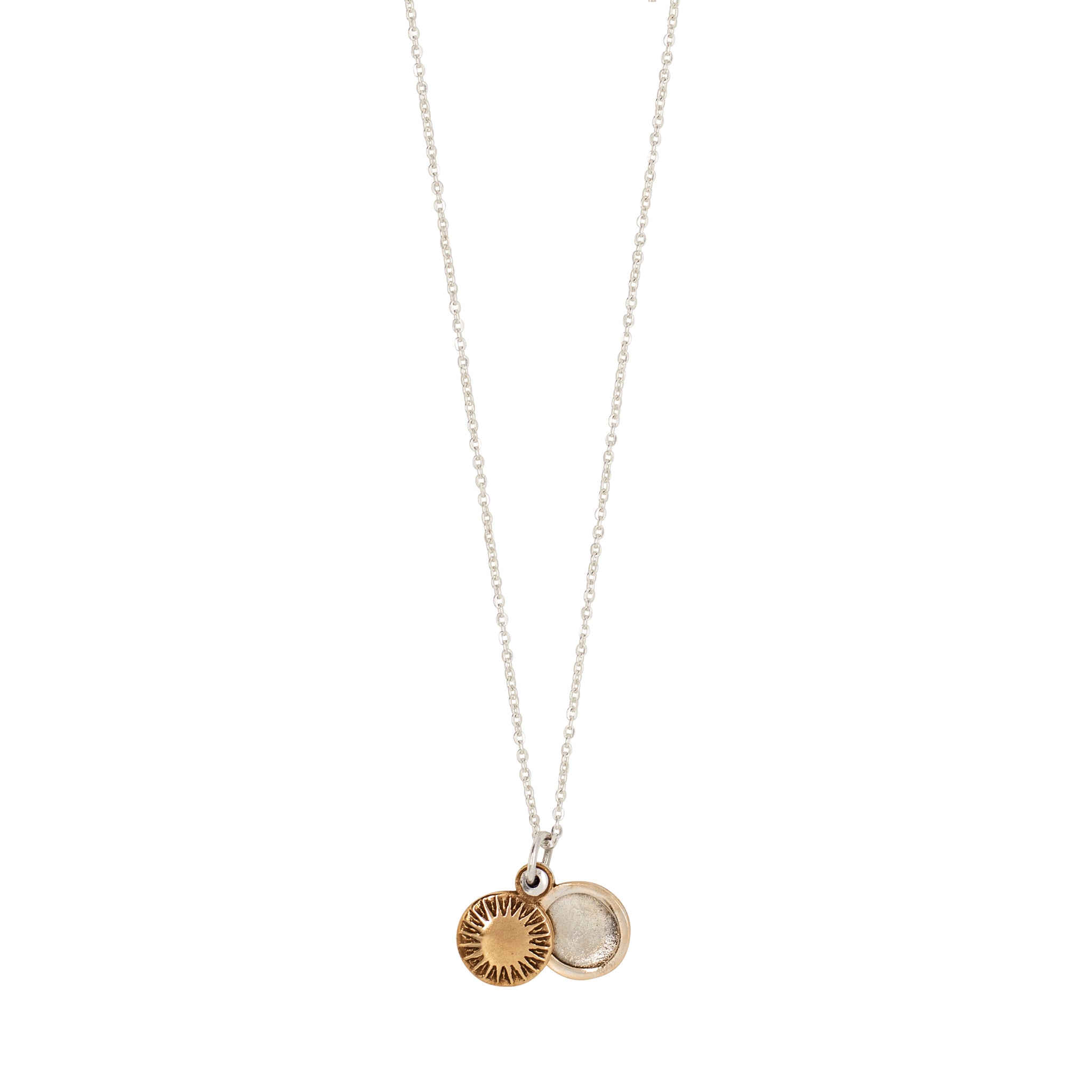 My Moon & Stars Sliding Locket Necklace in Bronze with Silver Flash Plate- Small