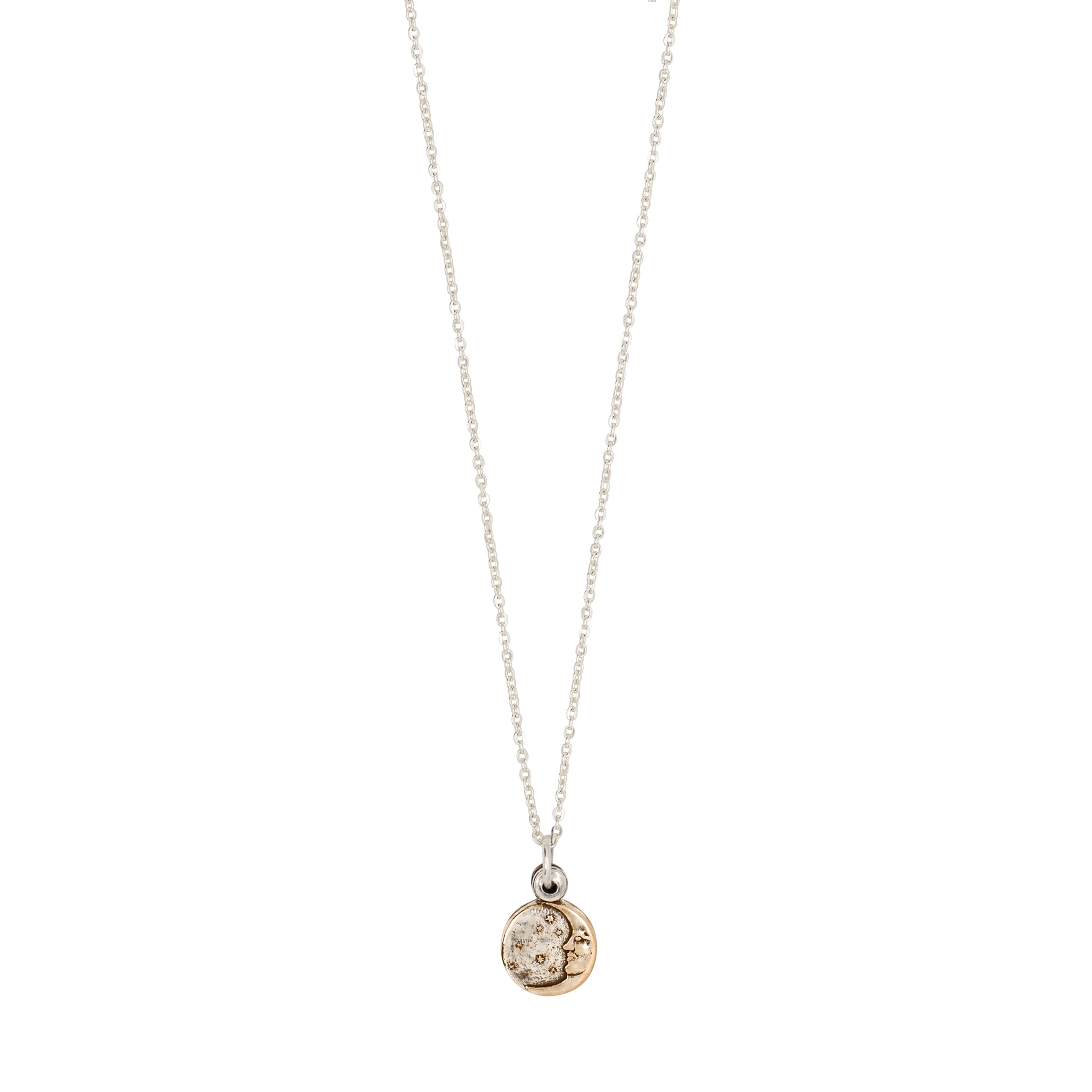 My Moon & Stars Sliding Locket Necklace in Bronze with Silver Flash Plate- Small