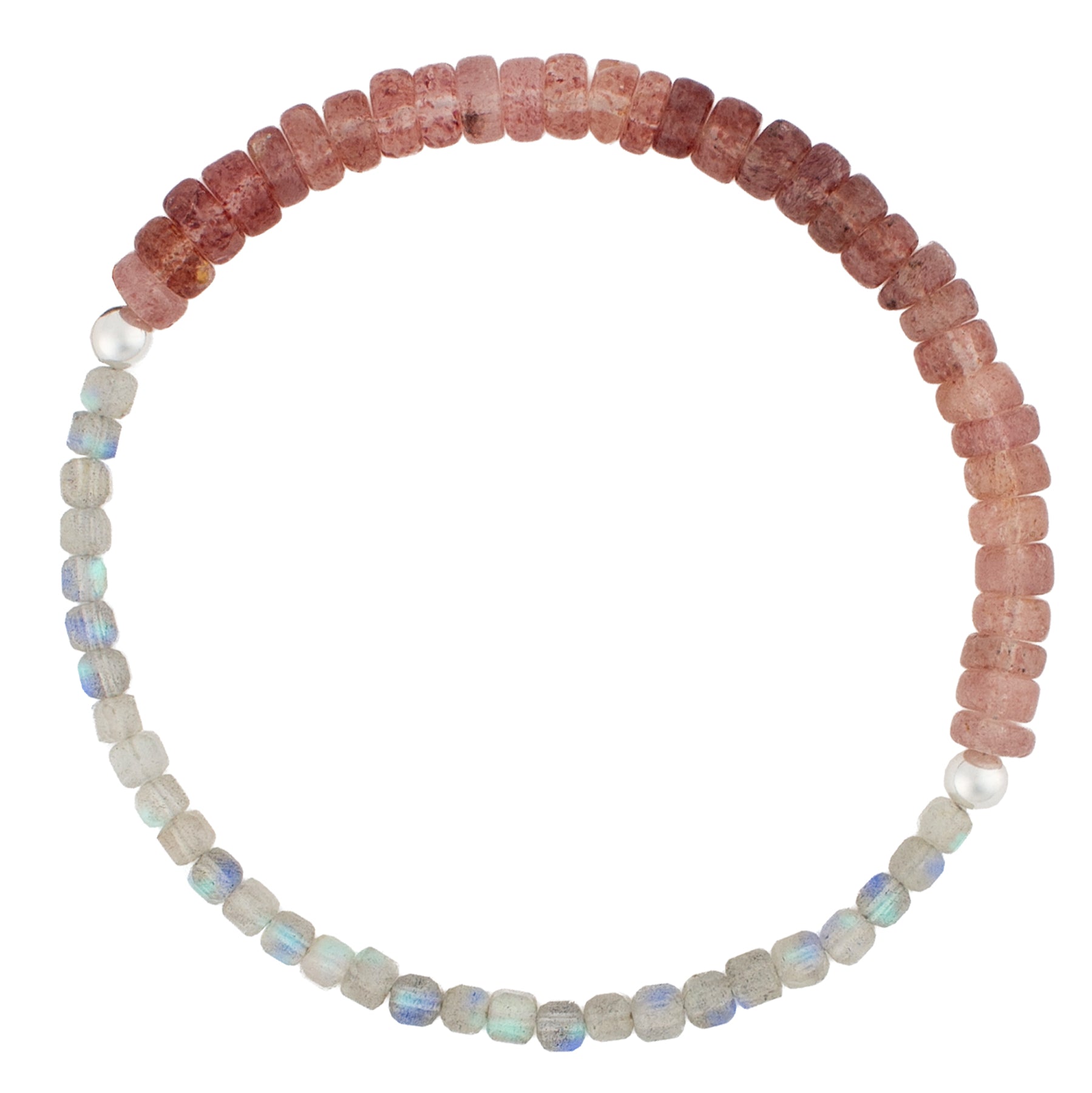 Pyrite's Booty Bracelet in Strawberry Quartz Heishi & Labradorite Faceted Cubes | Available to Ship March 18, 2026