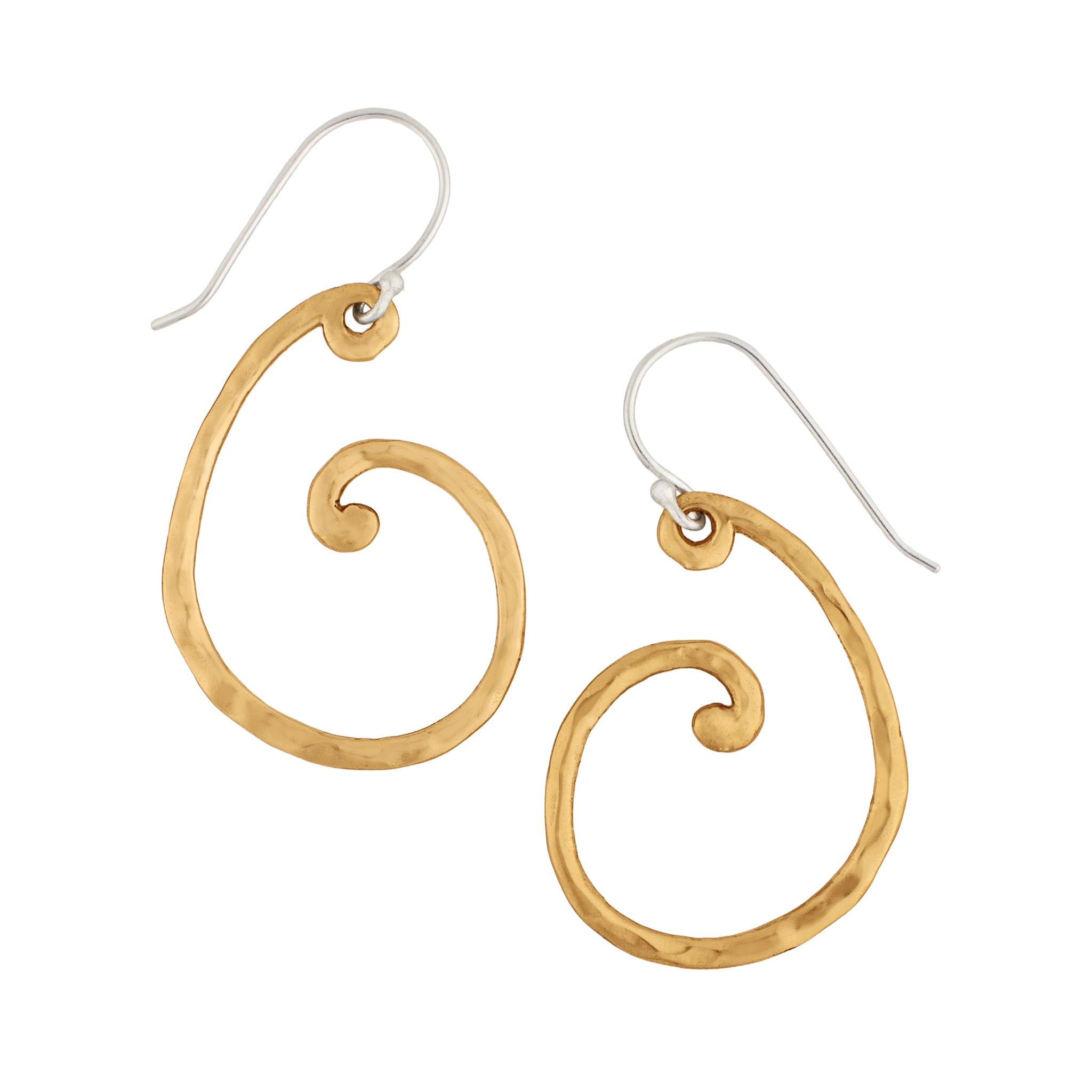 Spiral Wave Earrings in Bronze & Silver