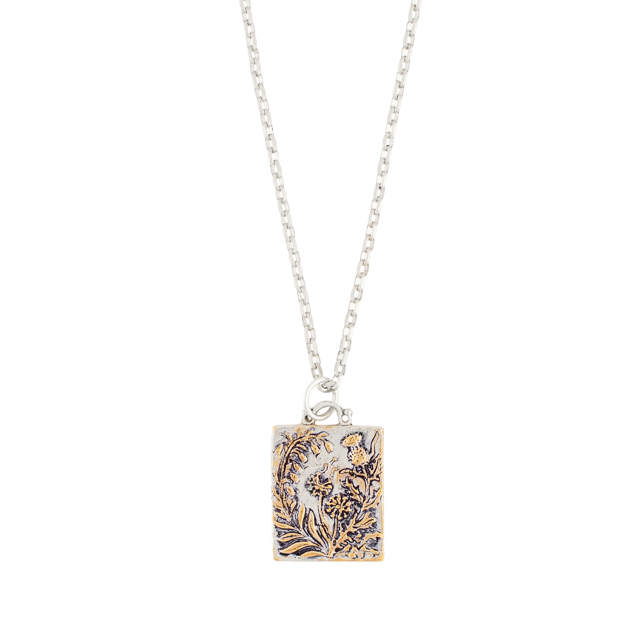 Flower Trio Musing Necklace in Bronze with Silver Flash Plate