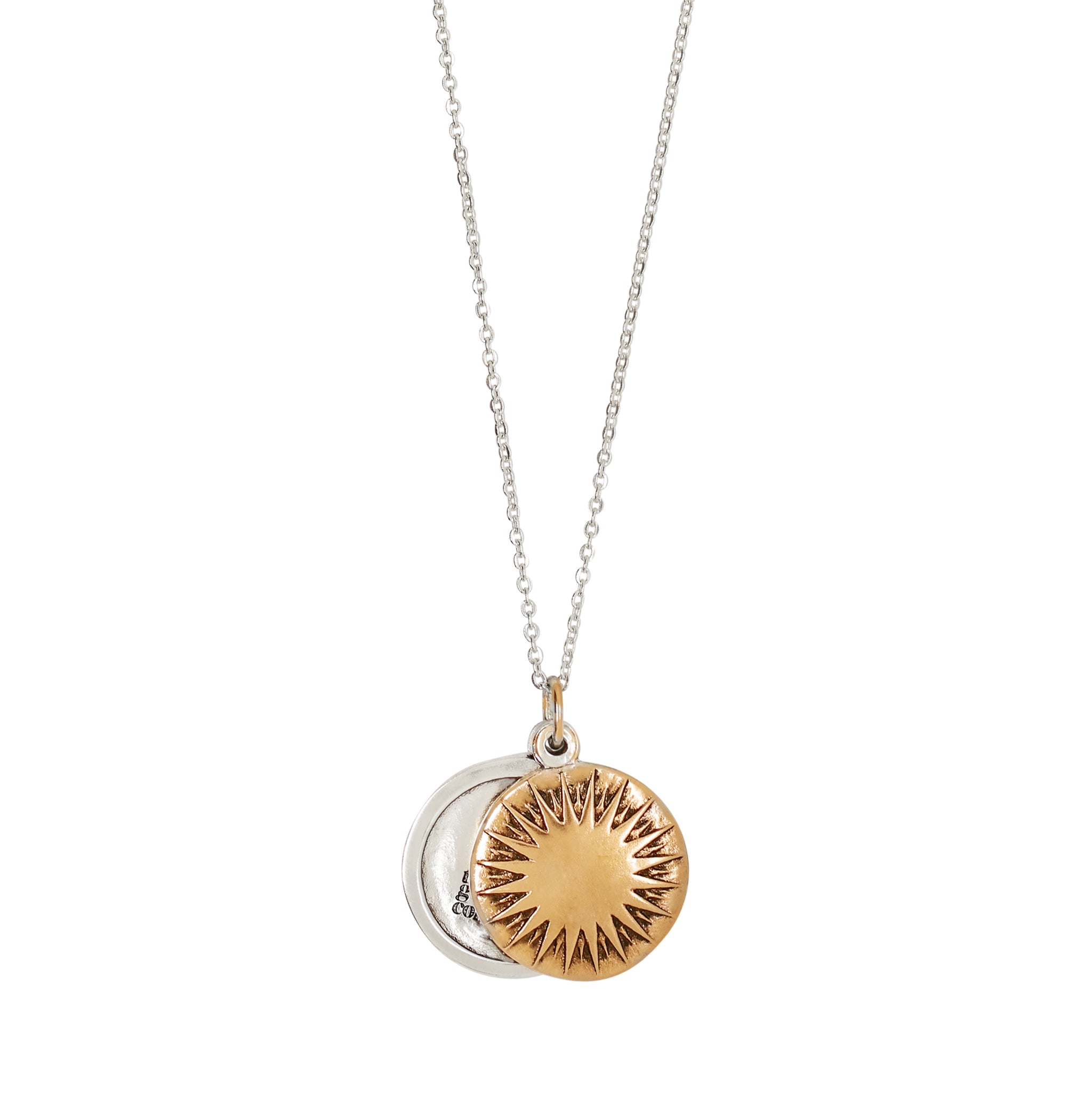 My Moon & Stars Sliding Locket Necklace in Bronze with Silver Flash Plate - Large
