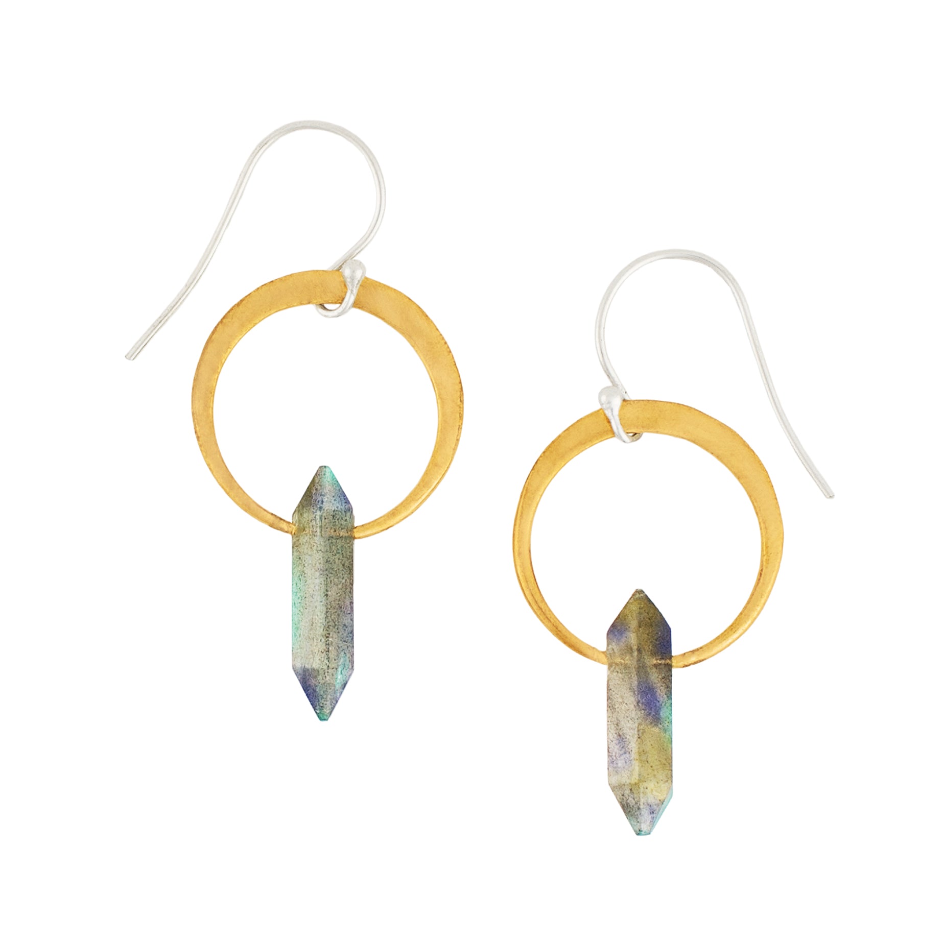 Rhea Earrings in Labradorite - Bronze & Silver
