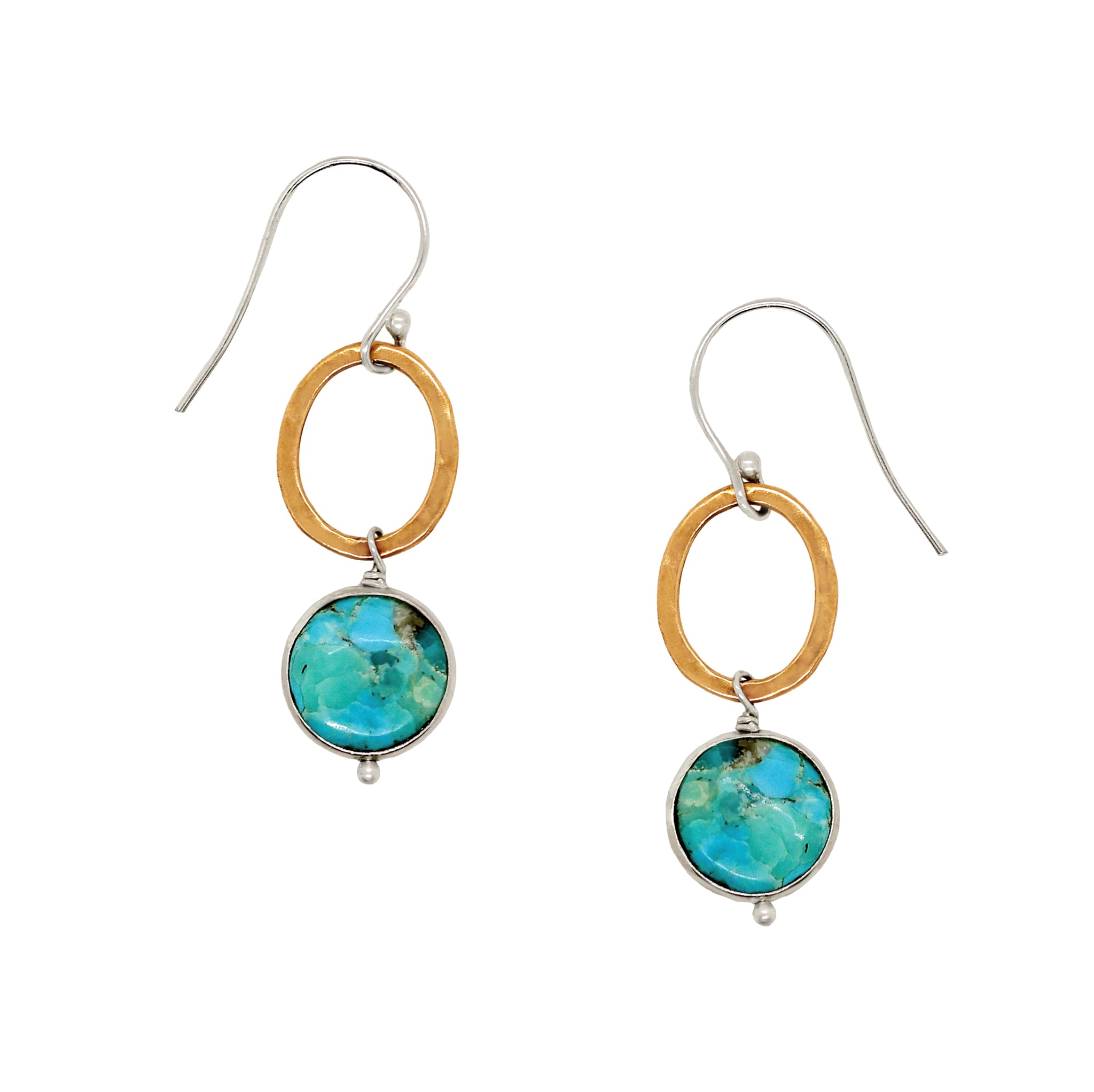 Turquoise Moon Earrings in Bronze & Silver | Available to Ship June 26, 2026