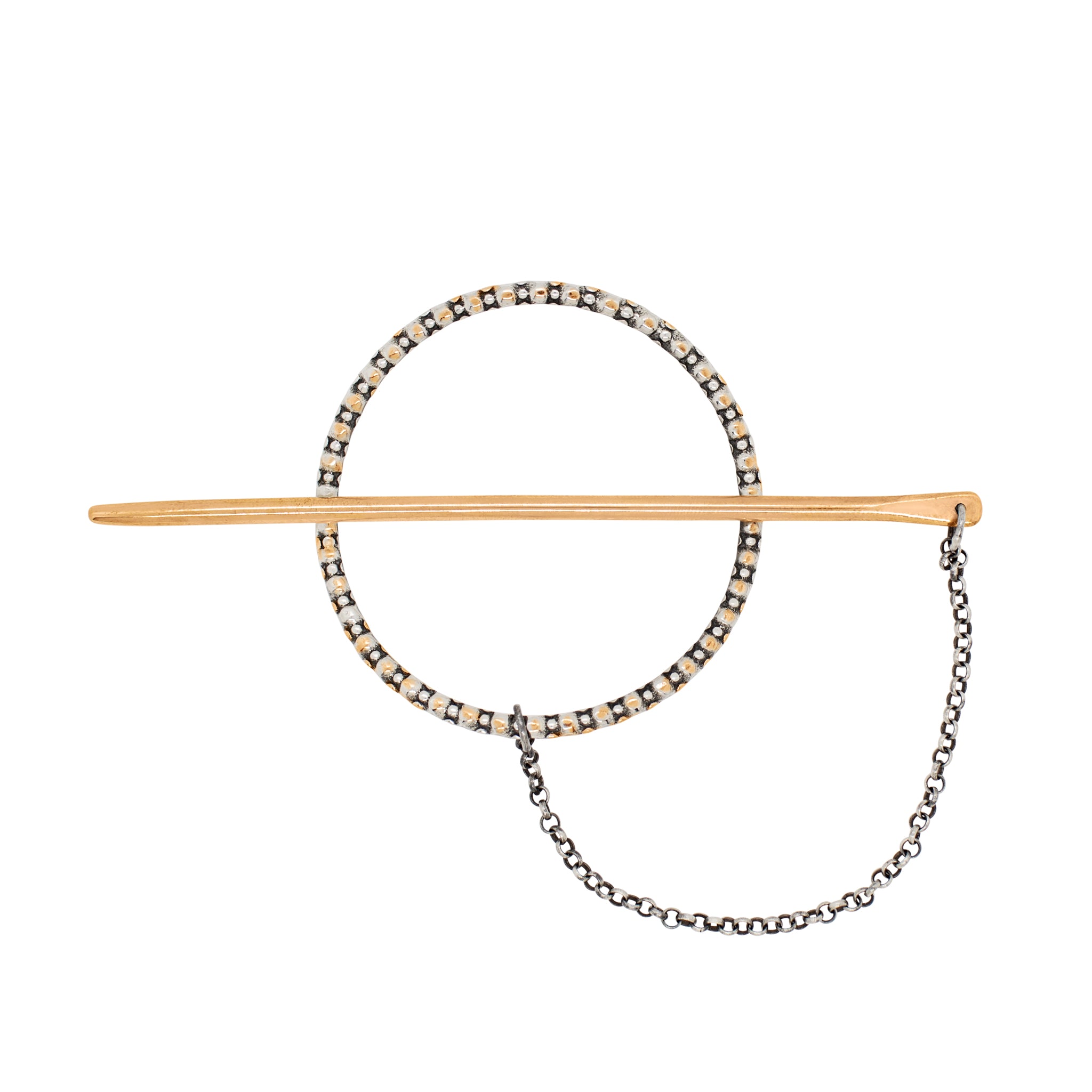Chain Game Hair Slide in Bronze with Silver Flash Plate | Available to Ship May 15, 2026
