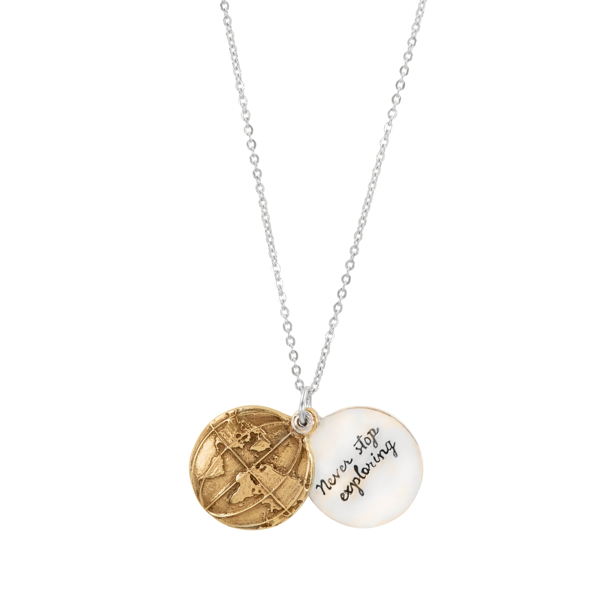 Explorer's Talisman Locket Necklace in Bronze with Silver Flash Plate